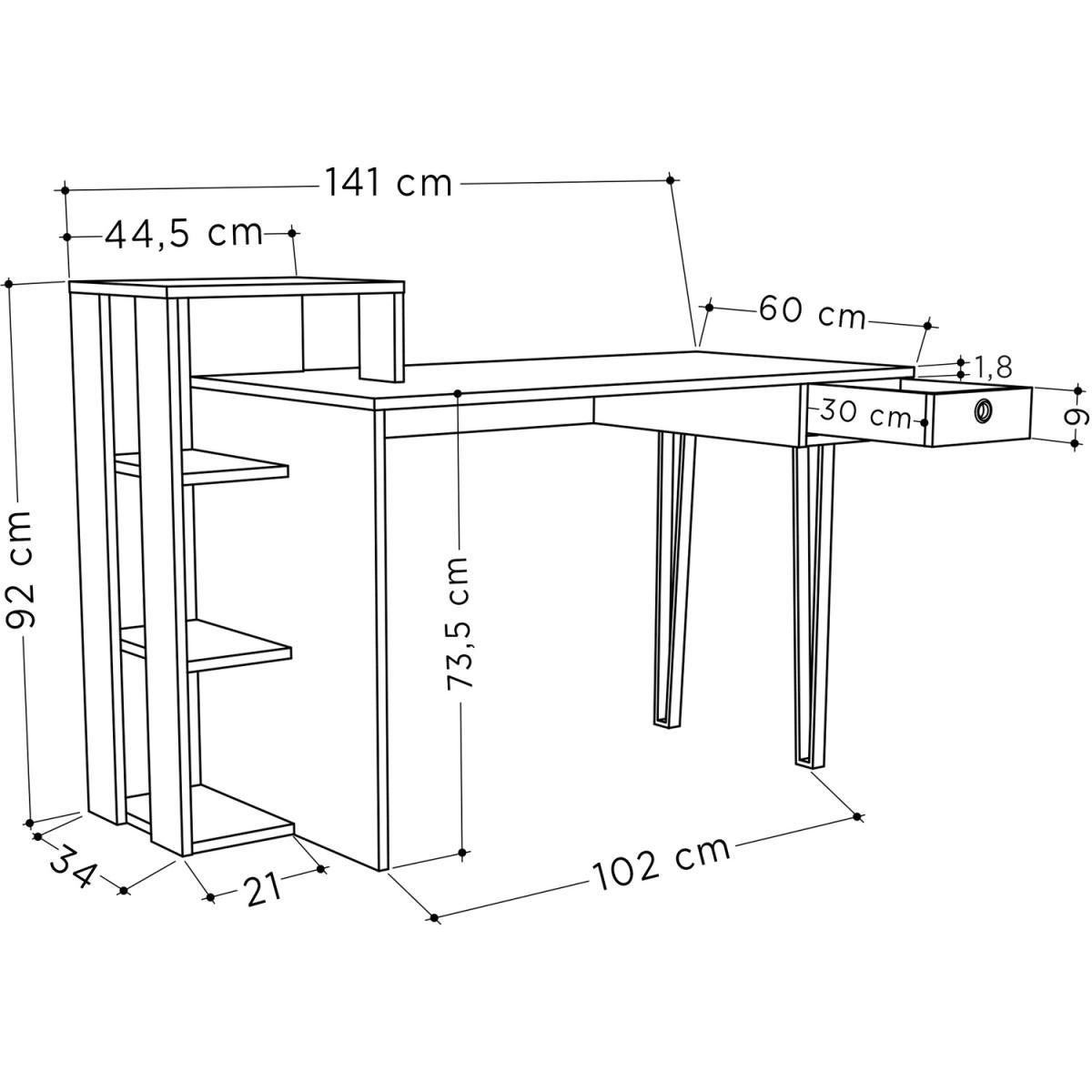 Loyd Study Desk With Drawer And Bookshelves - White – image 2