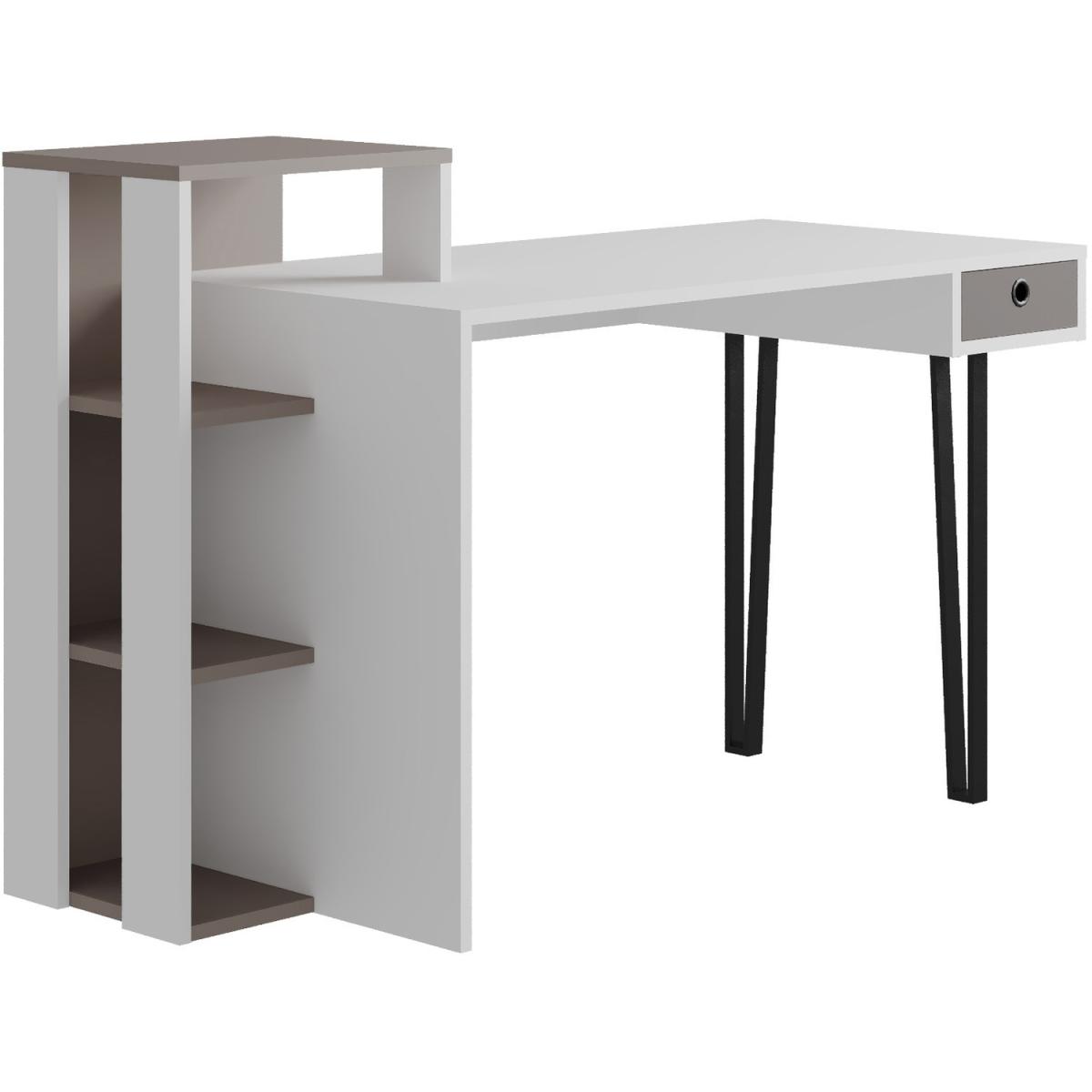 Loyd Study Desk With Drawer And Bookshelves - White – image 3