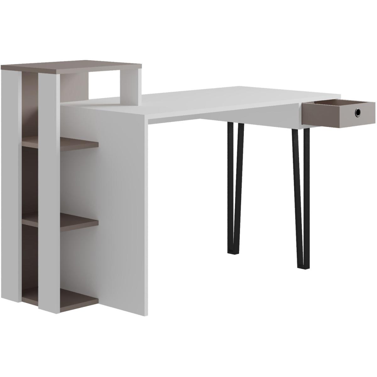 Loyd Study Desk With Drawer And Bookshelves - White – image 4