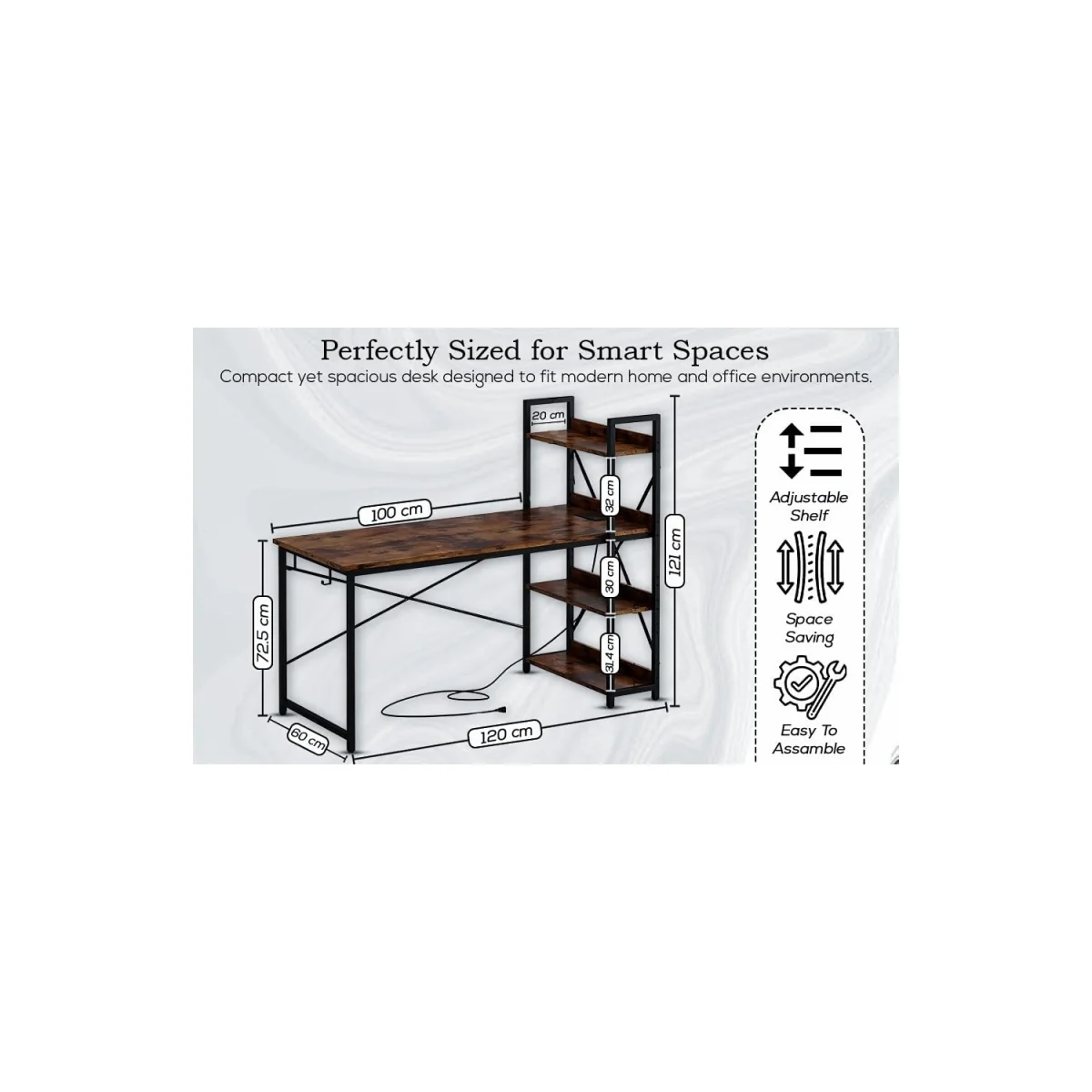 Computer Study Writing Table - Black/Rustic Brown – image 2