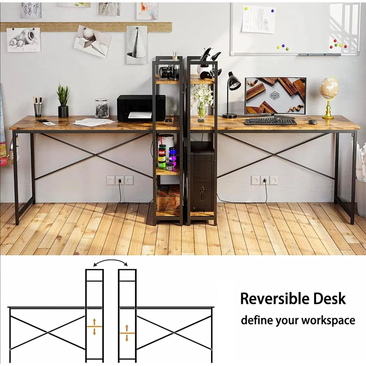 Computer Study Writing Table - Black/Rustic Brown – image 4