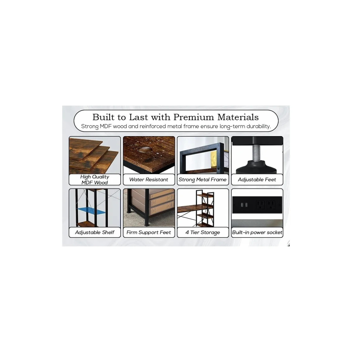 Computer Study Writing Table - Black/Rustic Brown – image 5