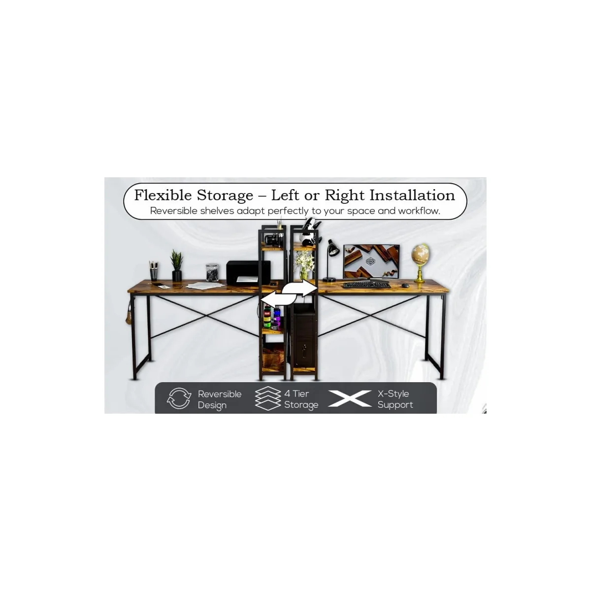Computer Study Writing Table - Black/Rustic Brown – image 6