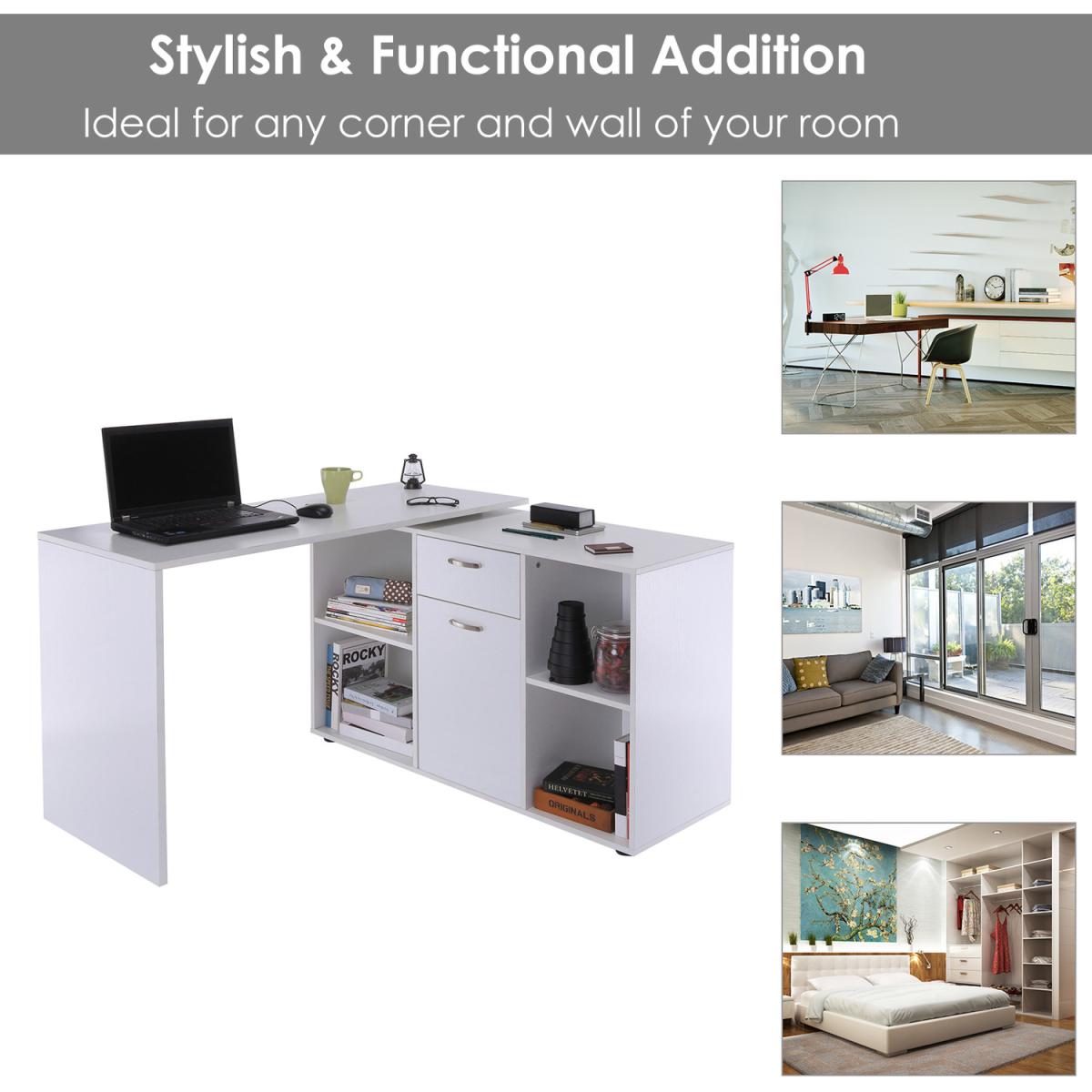 Dual-use Adjustable Large L-Shaped Computer Desk  - White – image 13