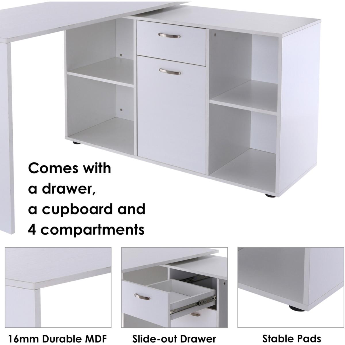 Dual-use Adjustable Large L-Shaped Computer Desk  - White – image 14