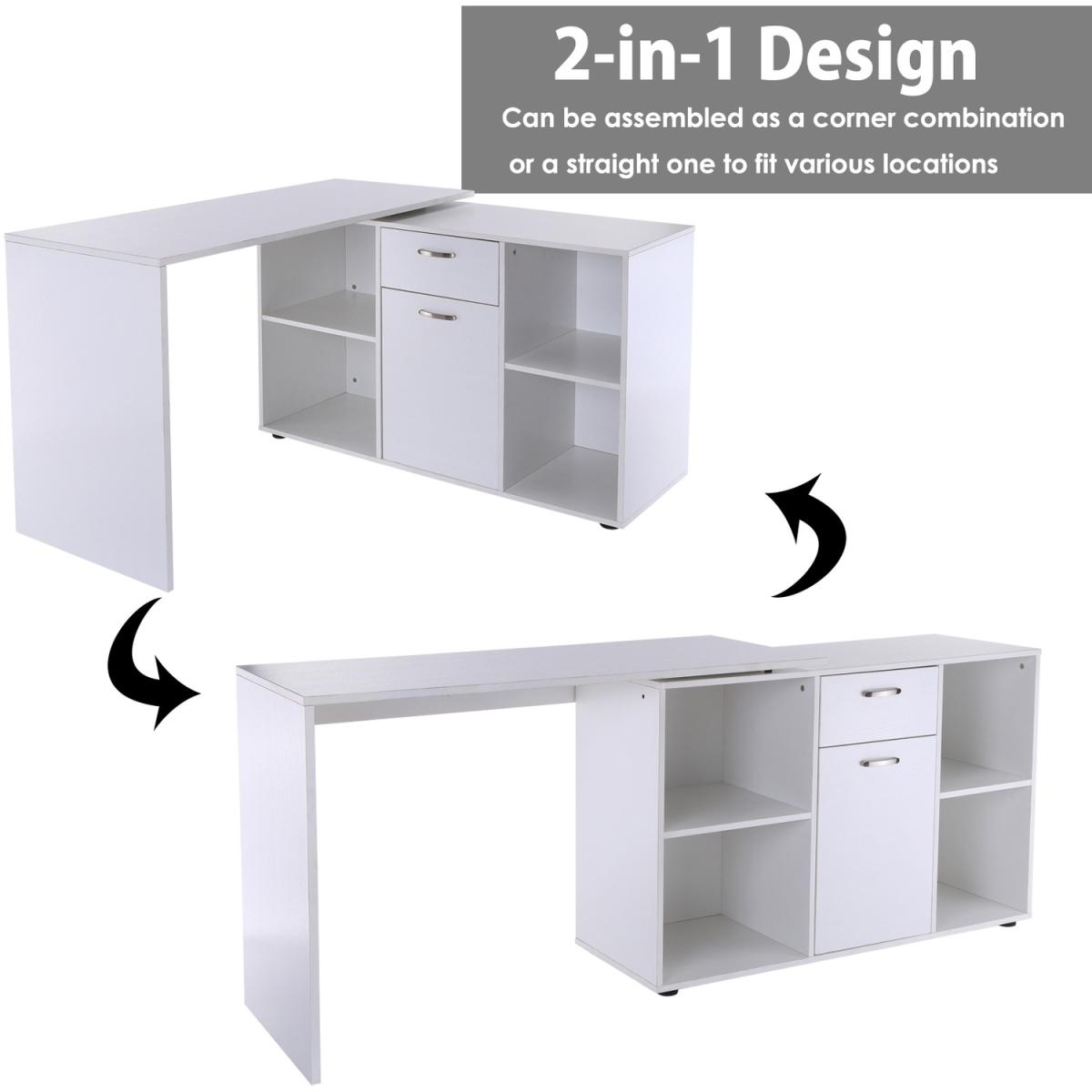 Dual-use Adjustable Large L-Shaped Computer Desk  - White – image 15