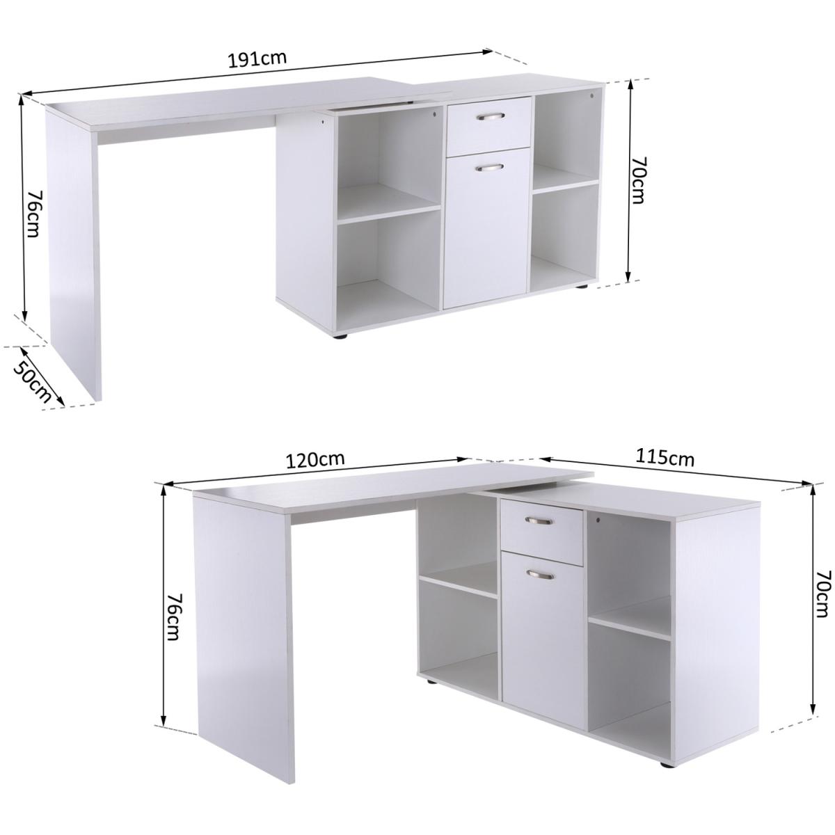 Dual-use Adjustable Large L-Shaped Computer Desk  - White – image 16