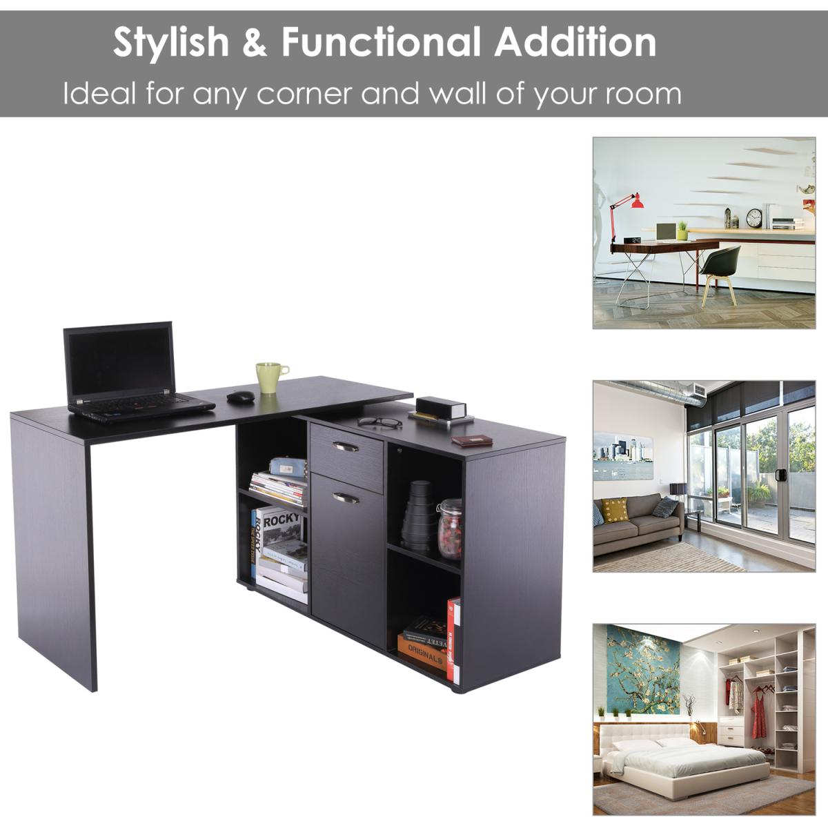 Dual-use Adjustable Large L-Shaped Computer Desk  - White – image 18