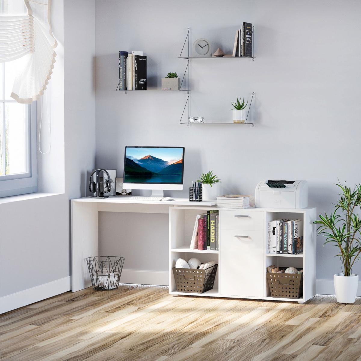 Dual-use Adjustable Large L-Shaped Computer Desk  - White – image 3