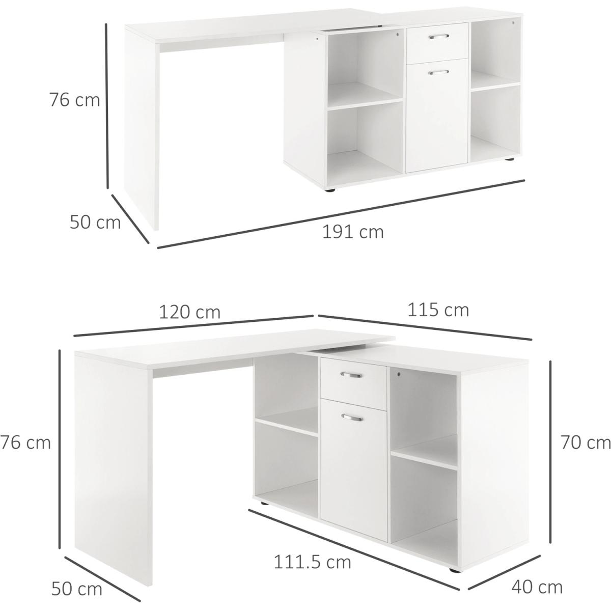 Dual-use Adjustable Large L-Shaped Computer Desk  - White – image 4