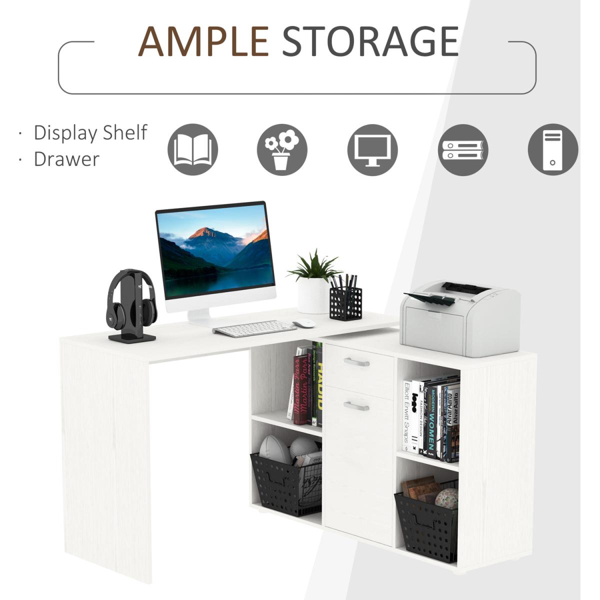 Dual-use Adjustable Large L-Shaped Computer Desk  - White – image 5