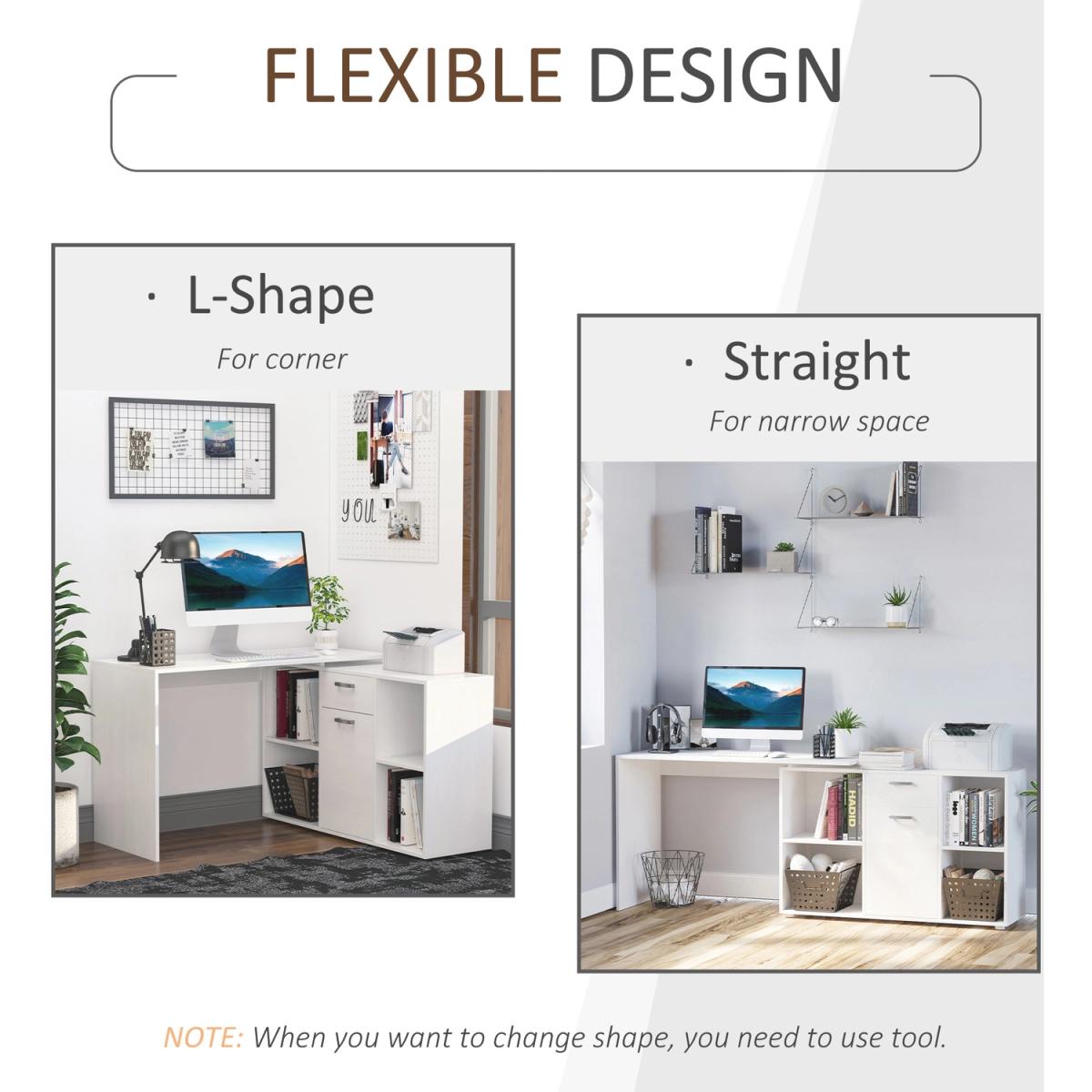 Dual-use Adjustable Large L-Shaped Computer Desk  - White – image 6