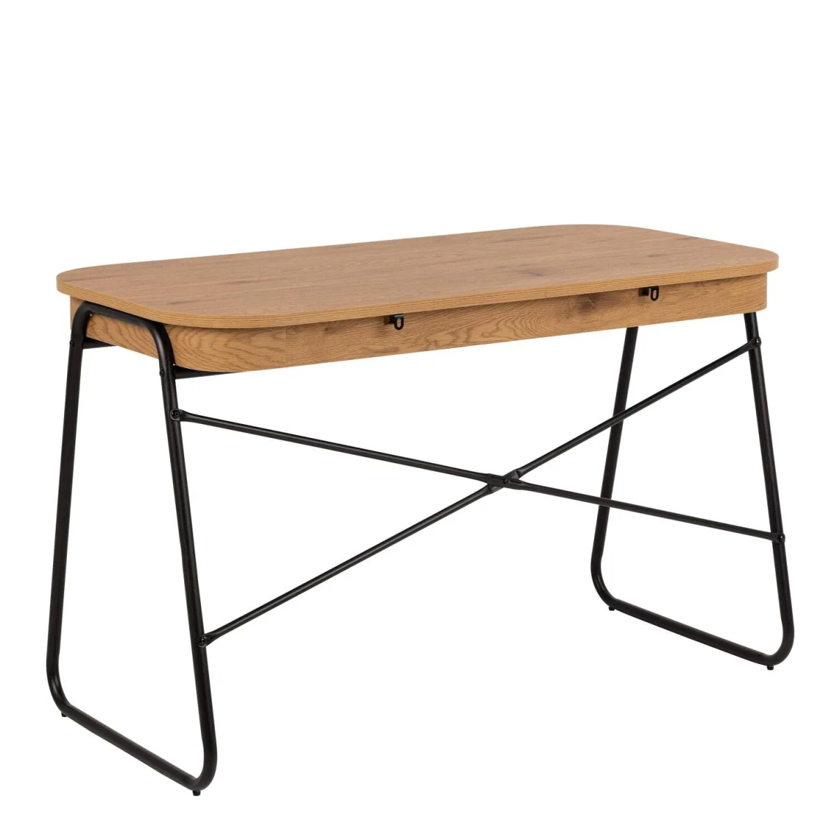 Mosswood Effect Desk with Metal Frame 2 Drawers - Neutral – image 3