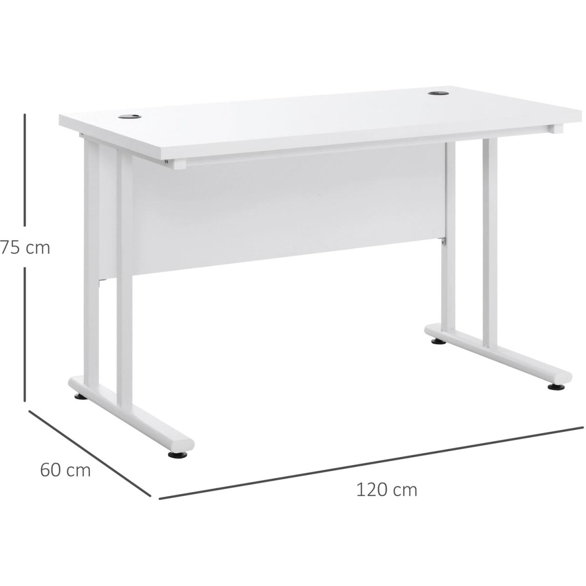 Computer Desk with 2 Cable Management Holes - White – image 2
