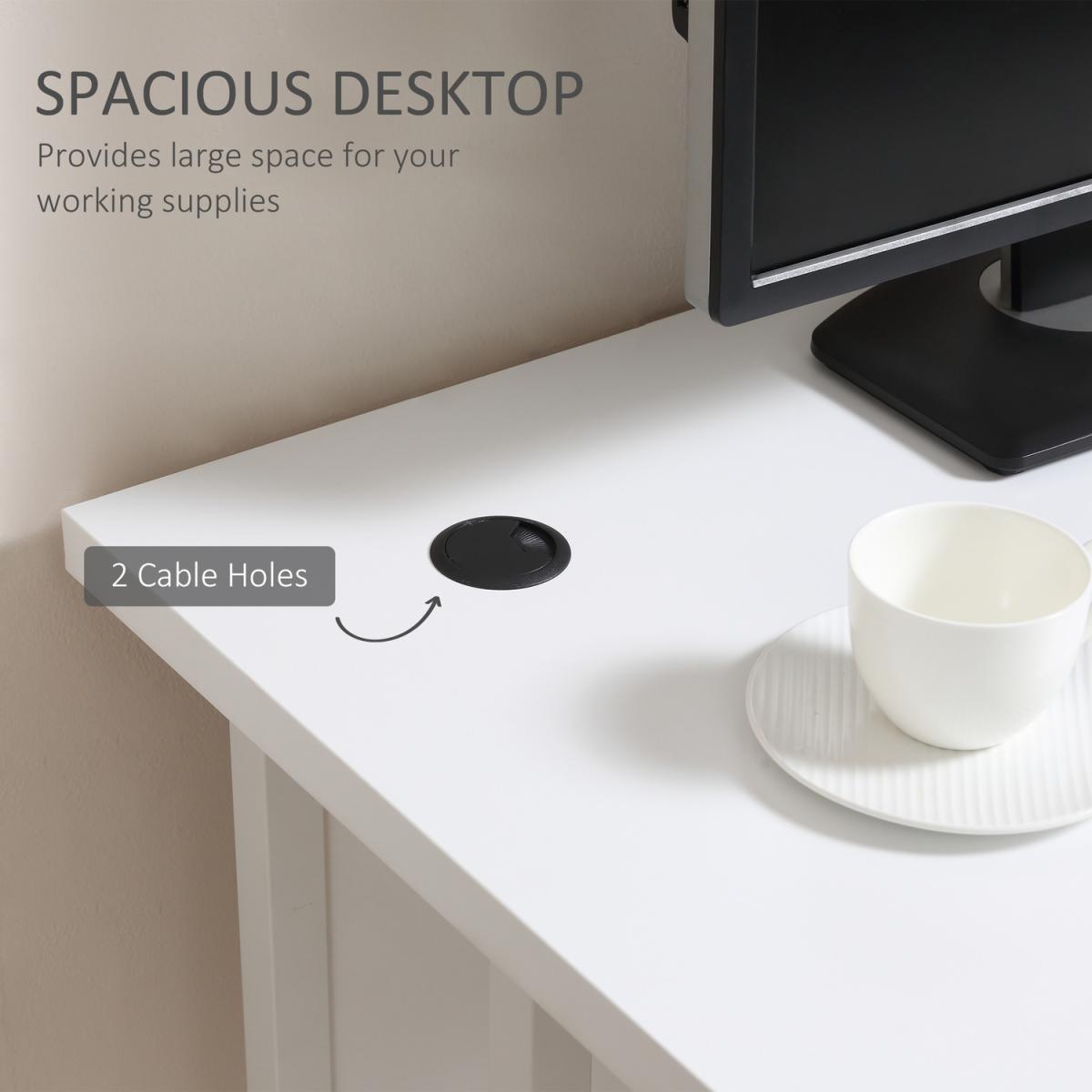 Computer Desk with 2 Cable Management Holes - White – image 3
