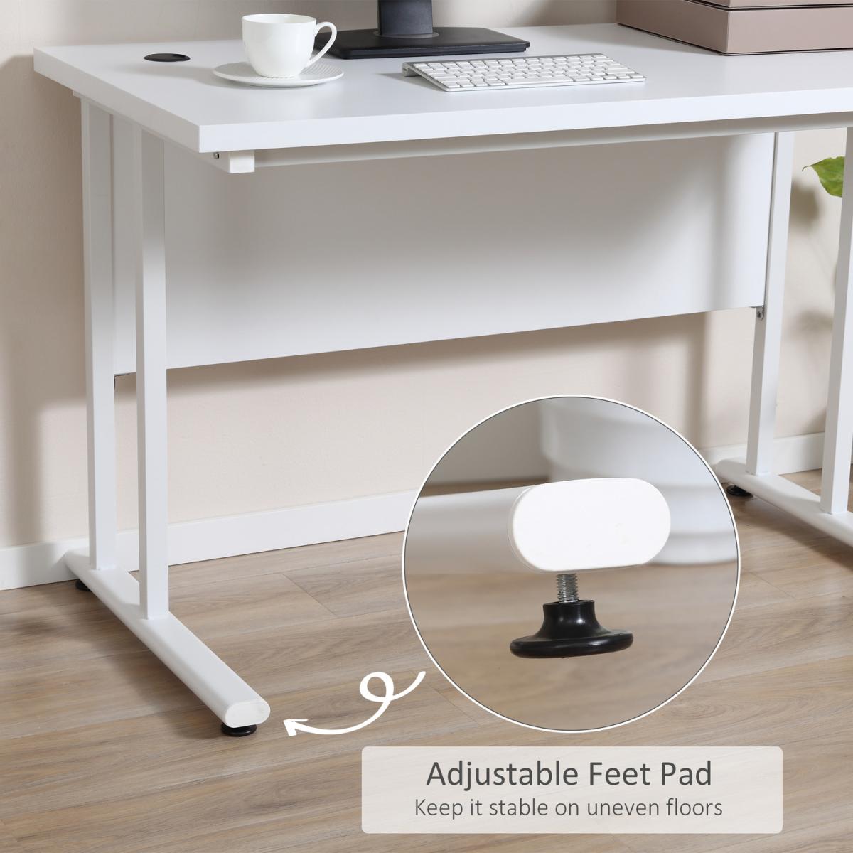 Computer Desk with 2 Cable Management Holes - White – image 4