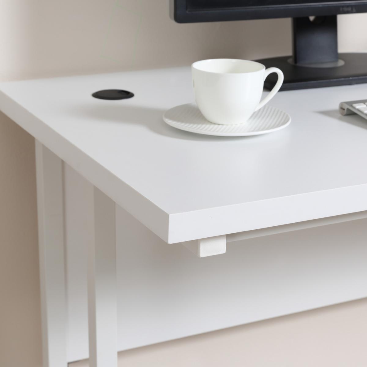 Computer Desk with 2 Cable Management Holes - White – image 6