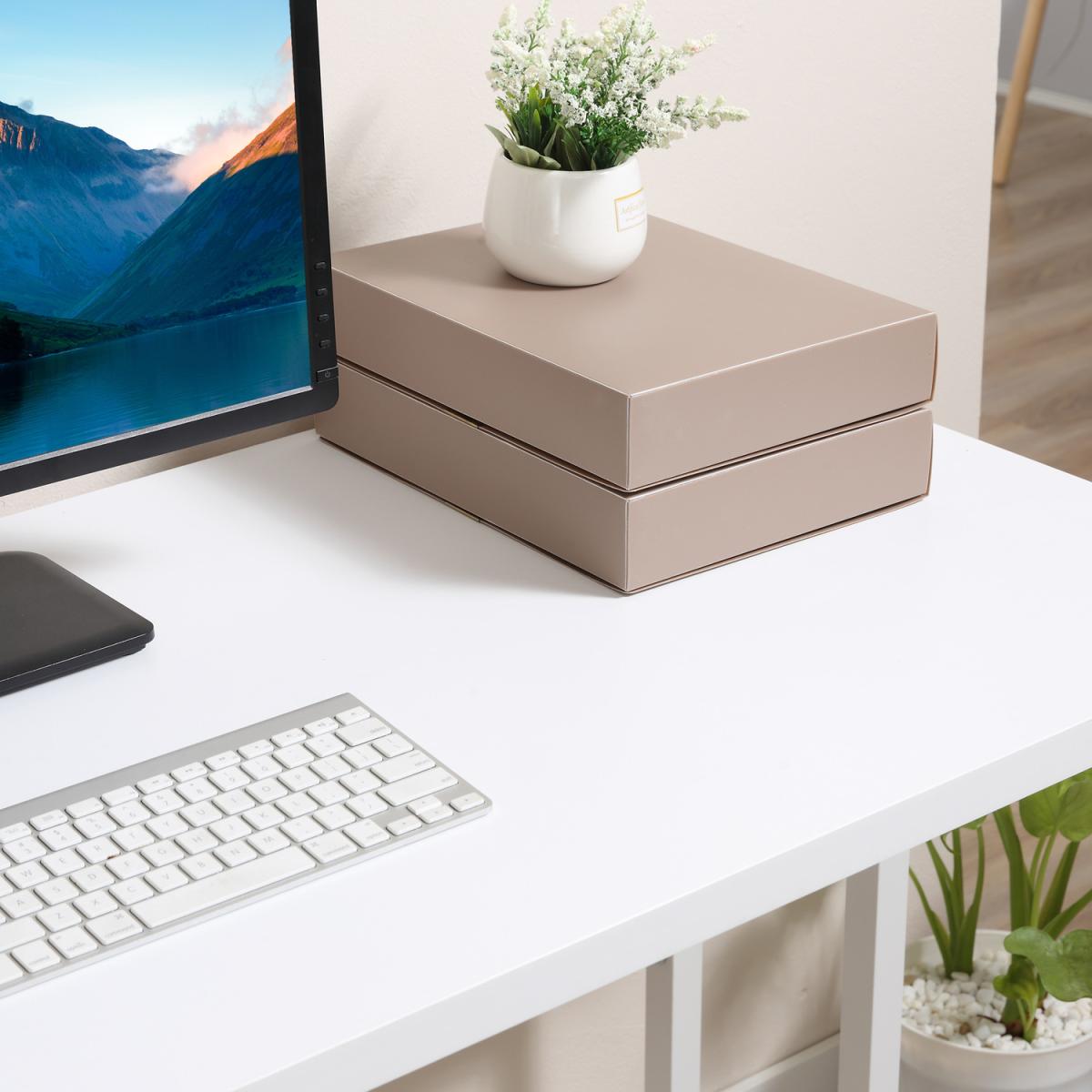 Computer Desk with 2 Cable Management Holes - White – image 8