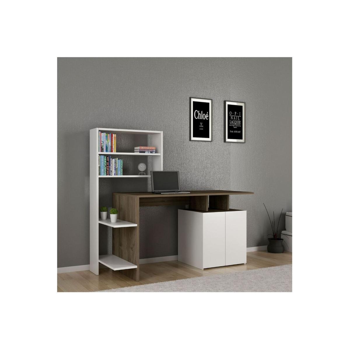 Melis Computer Desk - White & Walnut – image 1