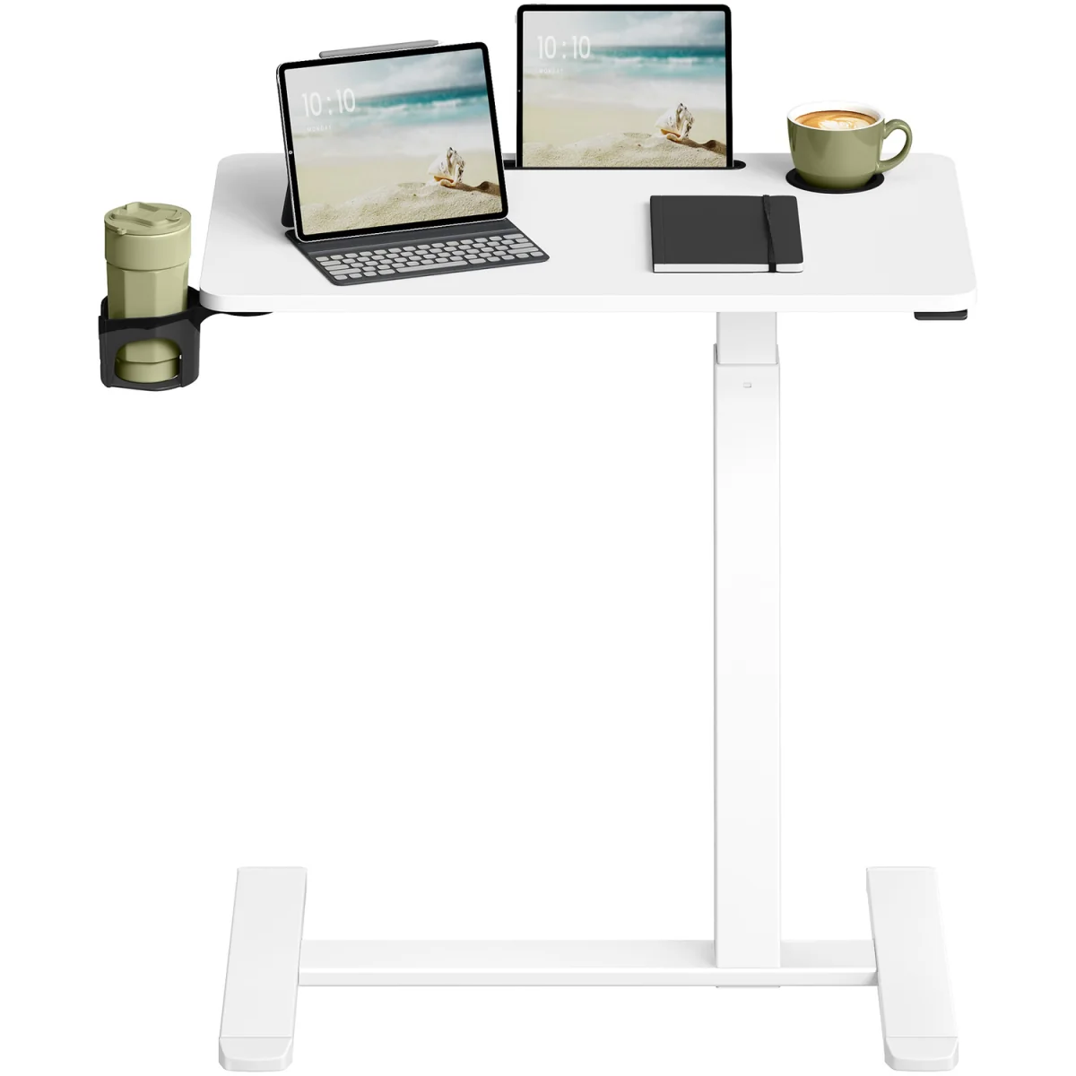 VASAGLE Overbed Table with Wheels, Small Standing Desk, 70 x 40 cm Tabletop - White – image 8