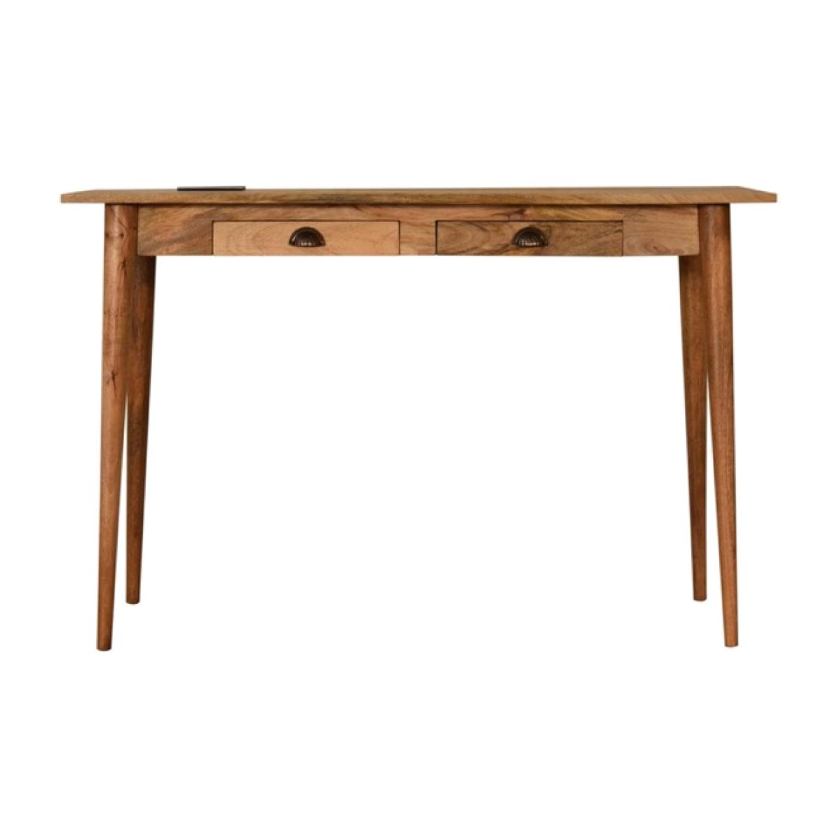 Nordic 2 Drawer Writing Desk In Light Mango Wood - Brown