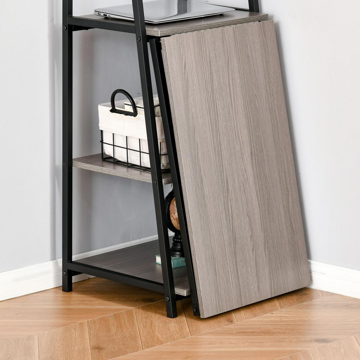 Foldable Office Desk with Storage Shelf - Grey – image 2