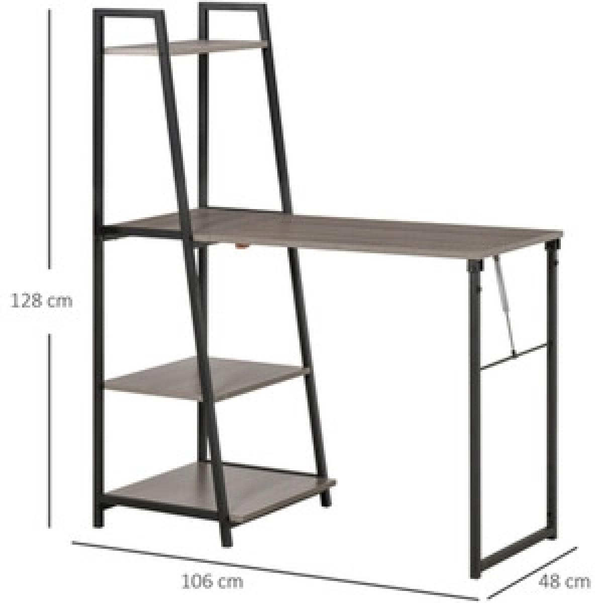 Foldable Office Desk with Storage Shelf - Grey – image 11