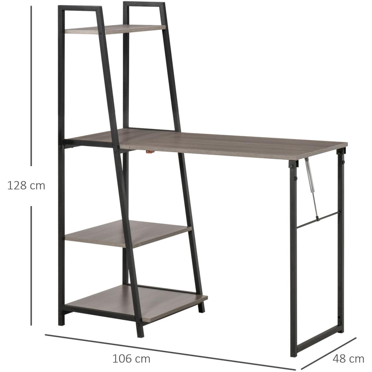 Foldable Office Desk with Storage Shelf - Grey – image 3