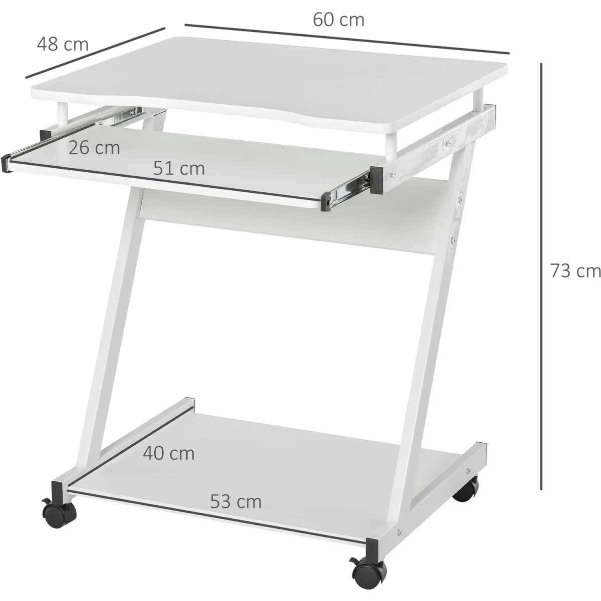 HOMCOM Movable Computer Desk with 4 Moving Wheels - Rustic Brown – image 11