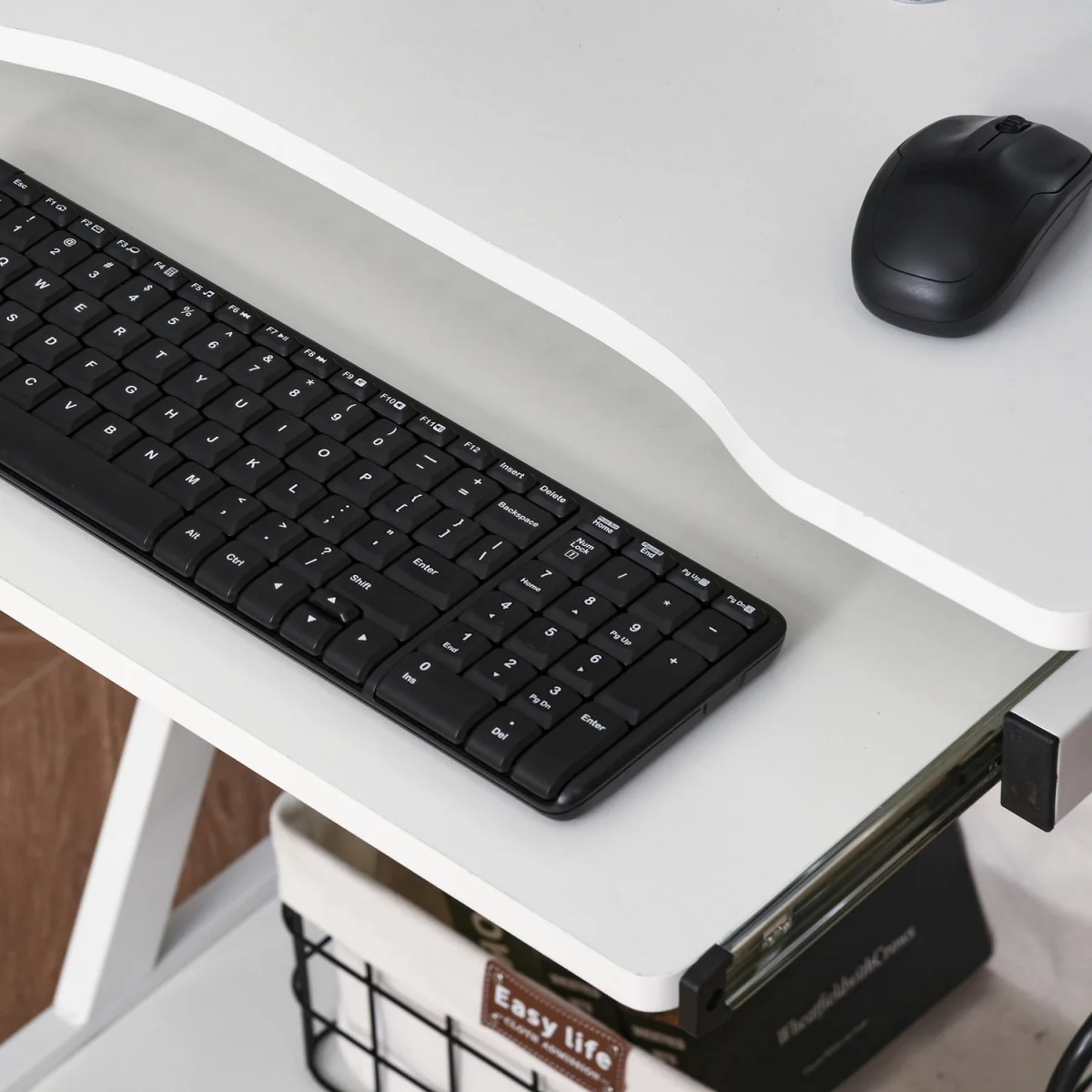 HOMCOM Movable Computer Desk with 4 Moving Wheels - Rustic Brown – image 14
