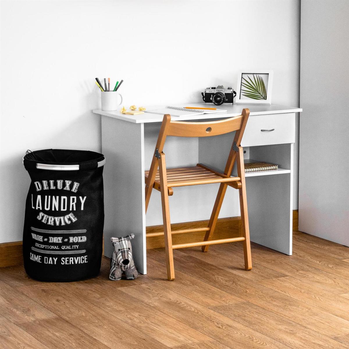 Harbour Housewares Wooden Office Desk with Drawer - White - White – image 2
