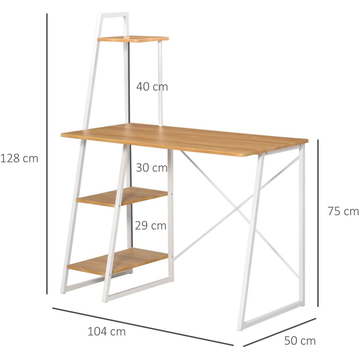Home Office Computer Desk with 3-Tier Storage Shelves - Natural – image 2