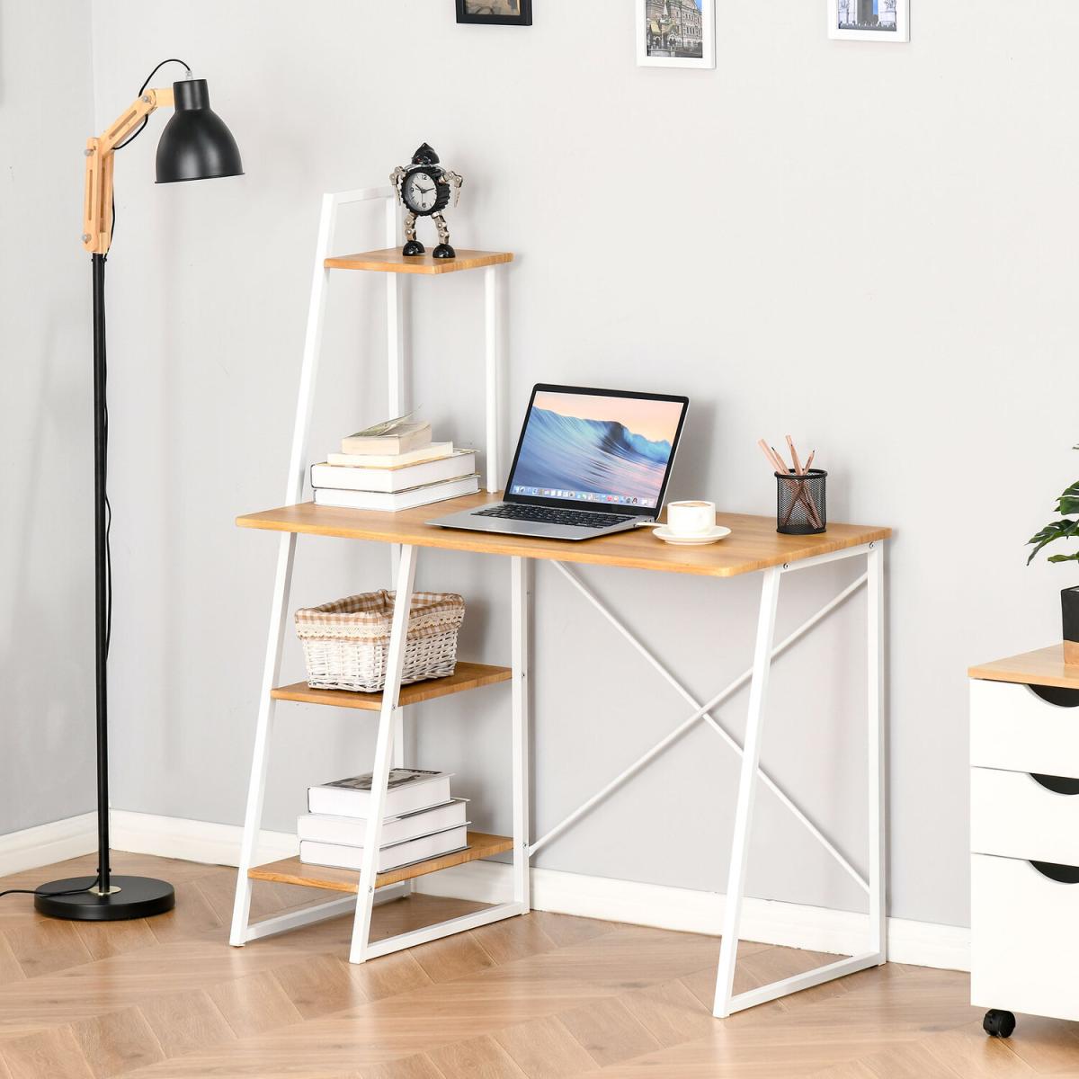 Home Office Computer Desk with 3-Tier Storage Shelves - Natural – image 6