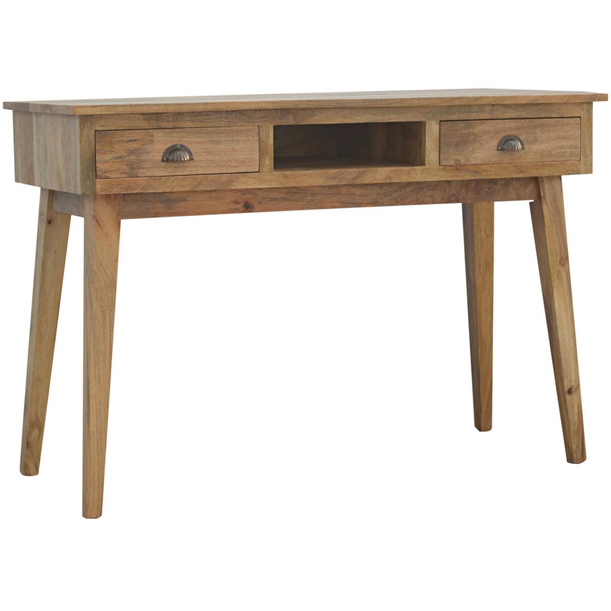 Solid Wood Writing Desk with 2 Drawers - Orange – image 2