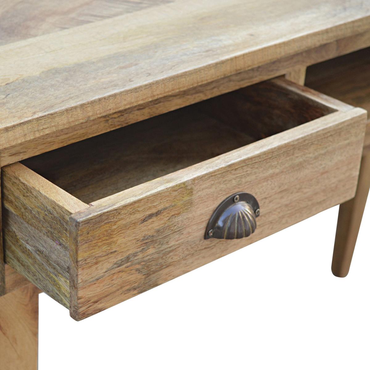 Solid Wood Writing Desk with 2 Drawers - Orange – image 5