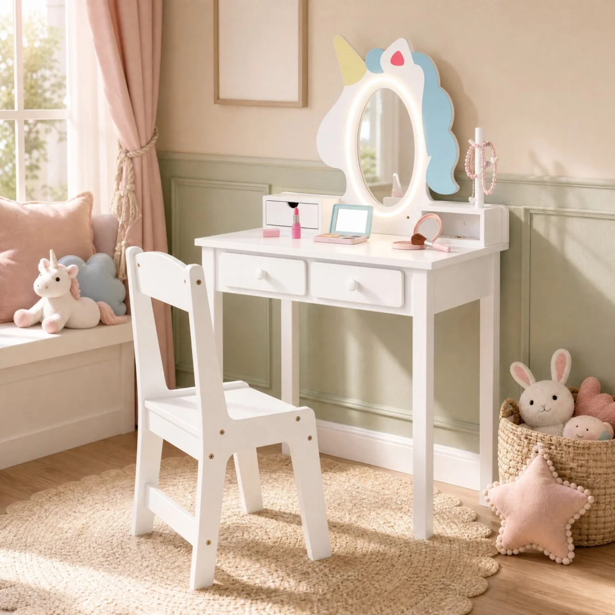 2 in 1 Toddler Makeup Desk - White – image 3