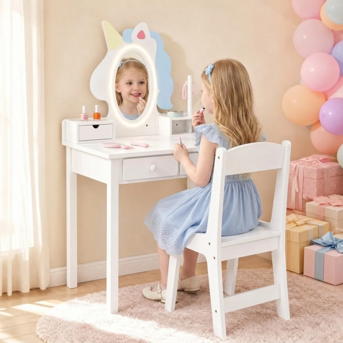 2 in 1 Toddler Makeup Desk - White – image 4