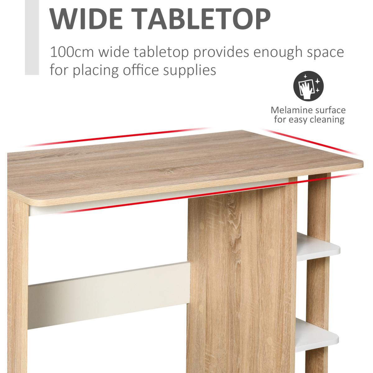 Duo Work Desk & 3-Tier Side Shelves - Brown and White – image 4