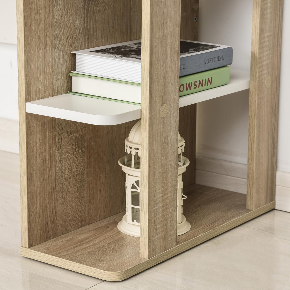 Duo Work Desk & 3-Tier Side Shelves - Brown and White – image 6
