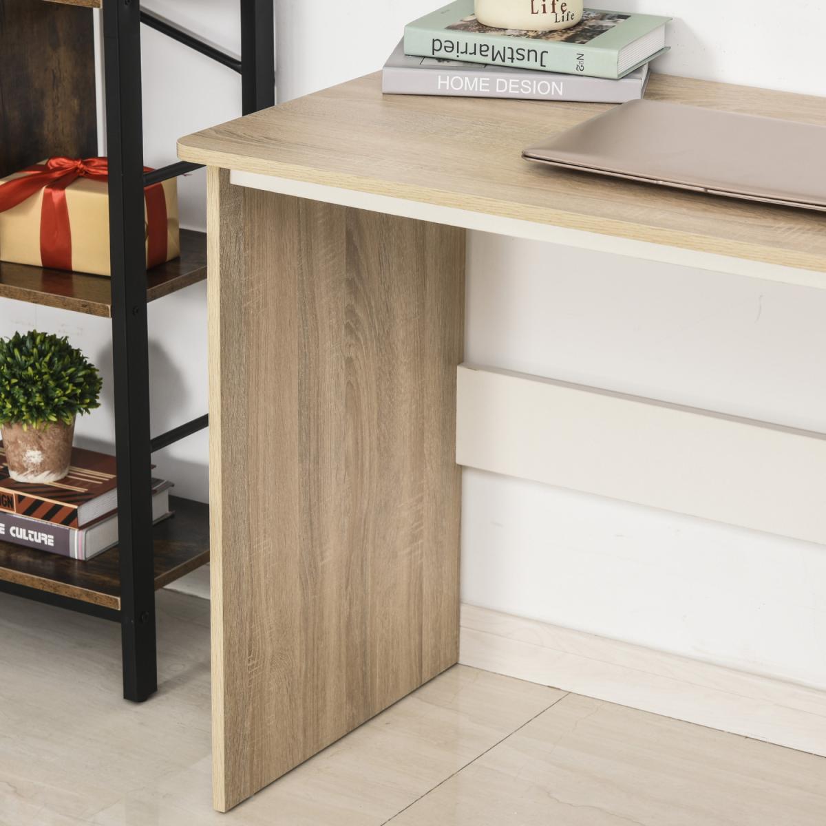 Duo Work Desk & 3-Tier Side Shelves - Brown and White – image 7