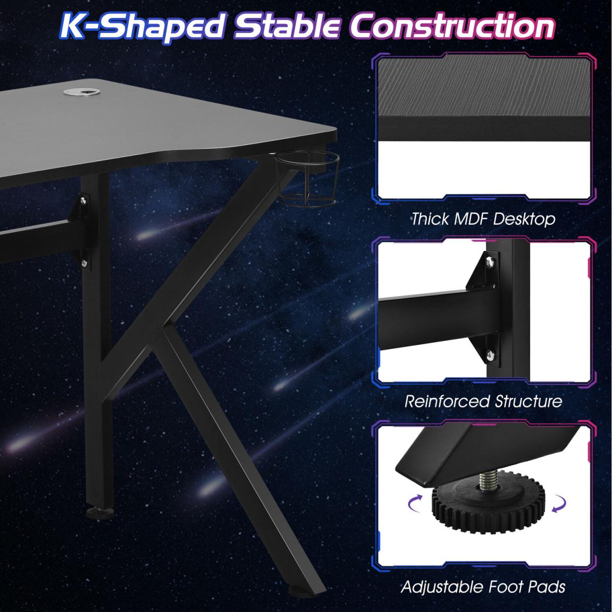K-shaped Gaming E-Sports Desk - Black – image 7