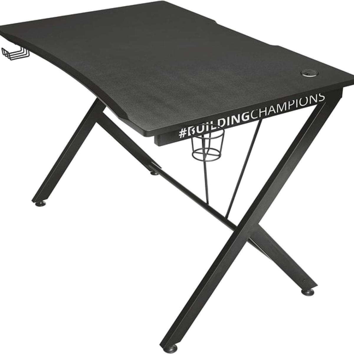 Computer Desk with Headphone and Cup Holder Cable Management System - Black
