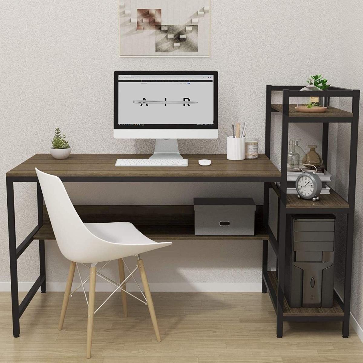 Computer Desk with 4 Tier Shelves - dark walnut – image 6