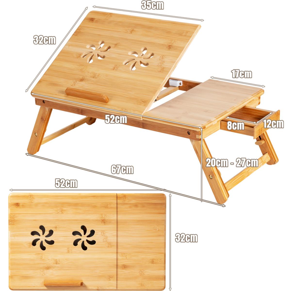 Costway Bamboo Laptop Lap Tray Breakfast Serving Bed Tray - Natural – image 11
