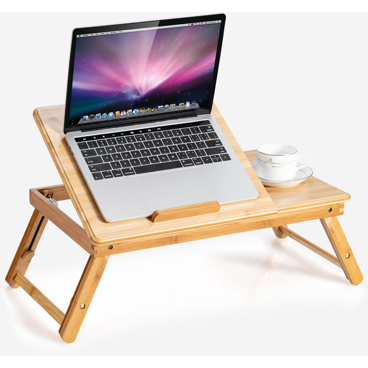 Costway Bamboo Laptop Lap Tray Breakfast Serving Bed Tray - Natural – image 3
