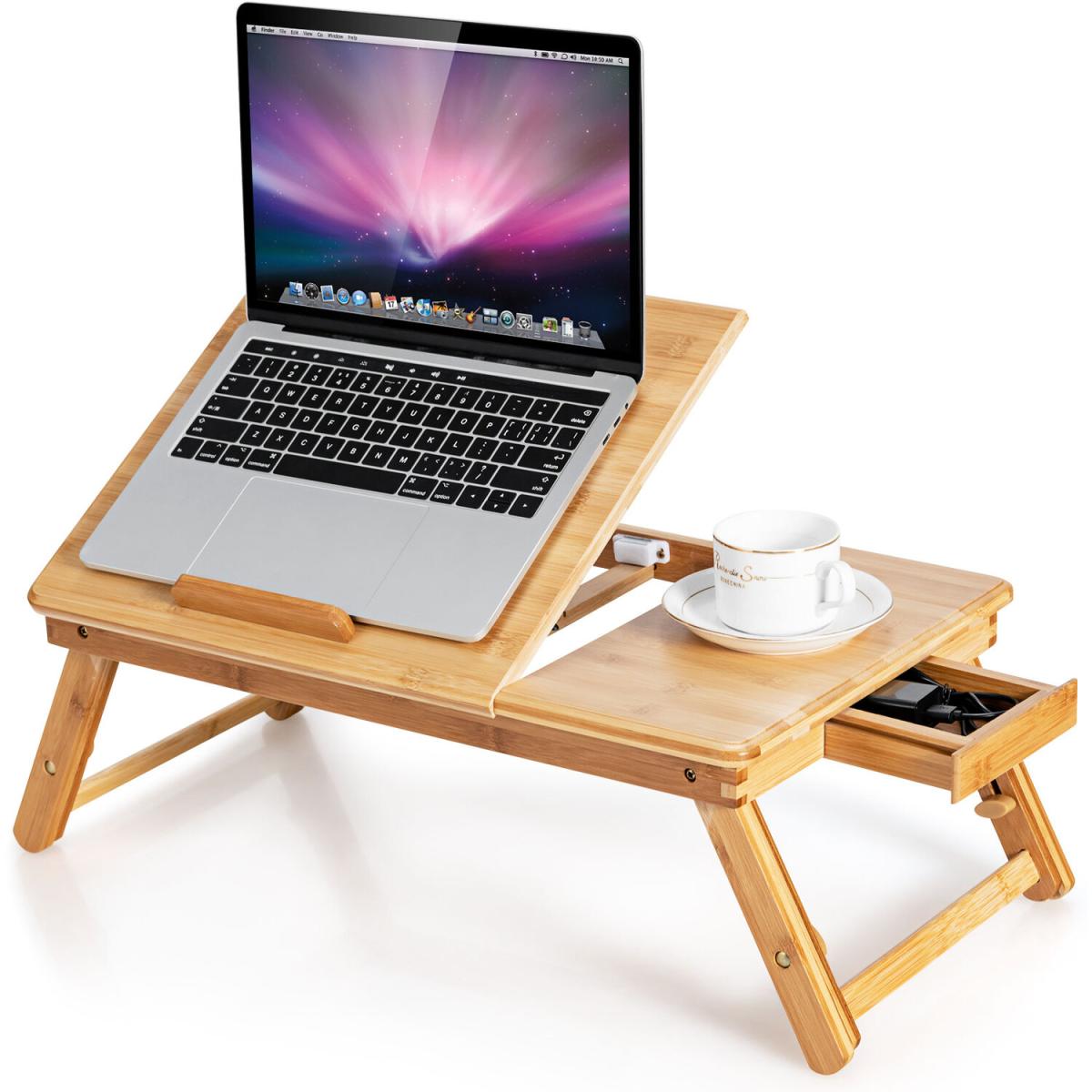 Costway Bamboo Laptop Lap Tray Breakfast Serving Bed Tray - Natural – image 4