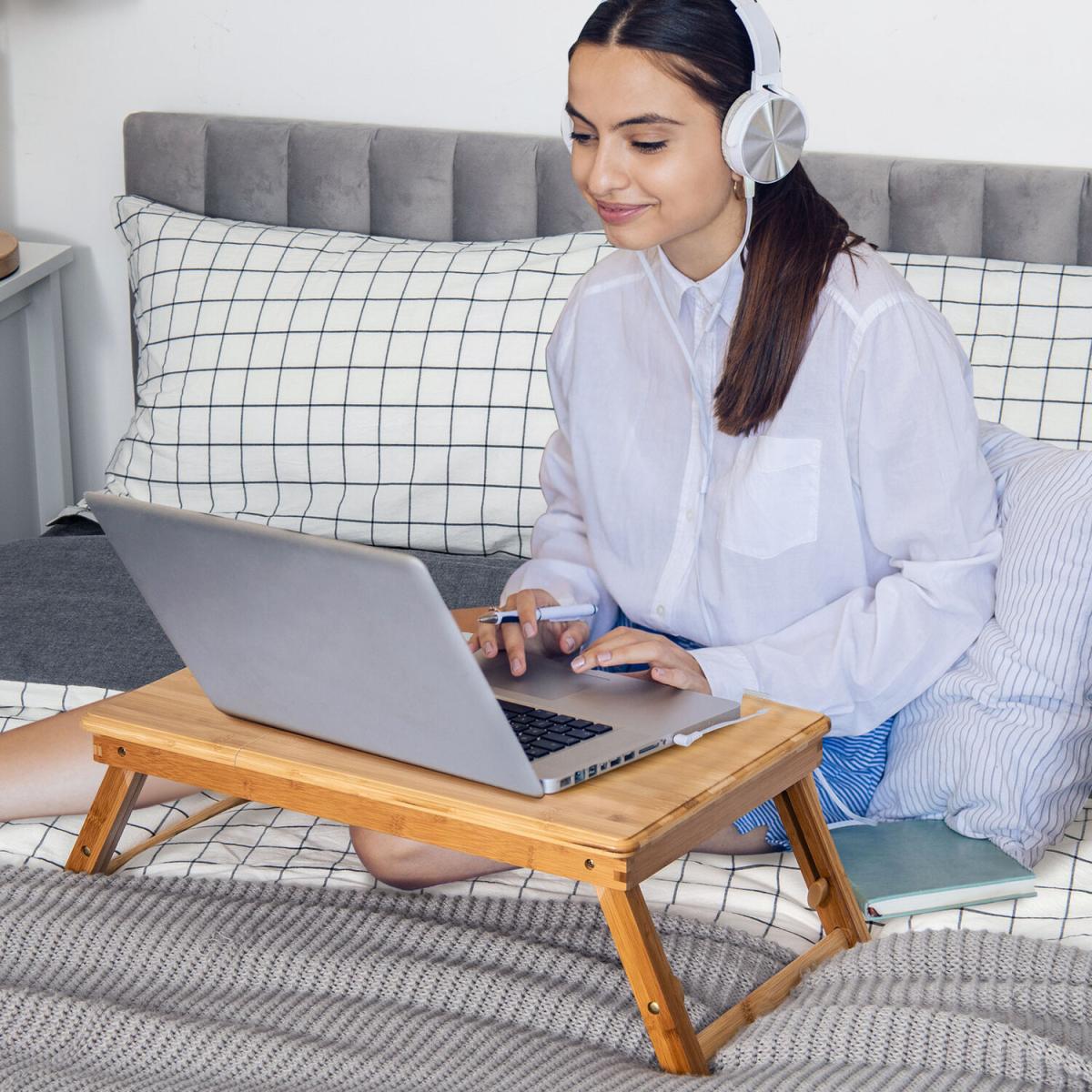 Costway Bamboo Laptop Lap Tray Breakfast Serving Bed Tray - Natural – image 8