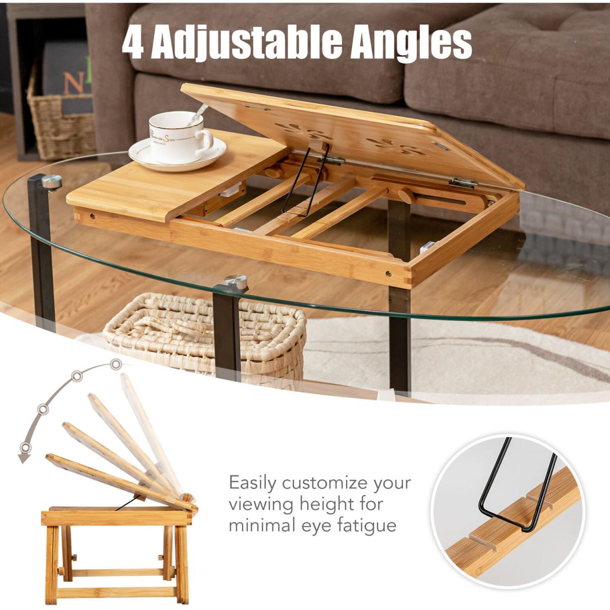 Costway Bamboo Laptop Lap Tray Breakfast Serving Bed Tray - Natural – image 10