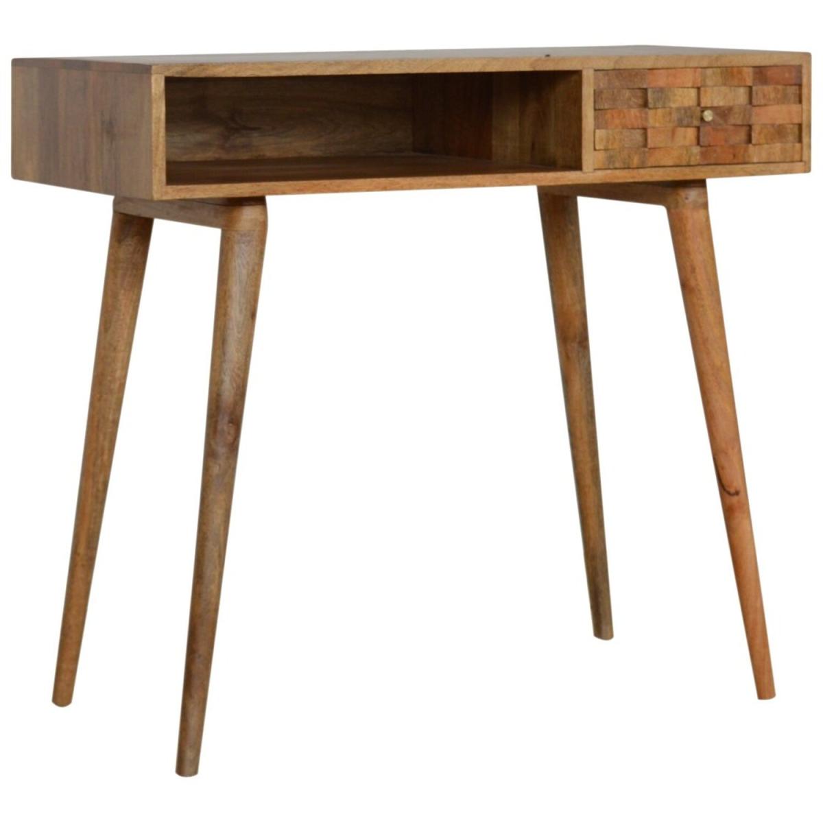 Tile Carved Writing Desk With Open Slot - Brown – image 2