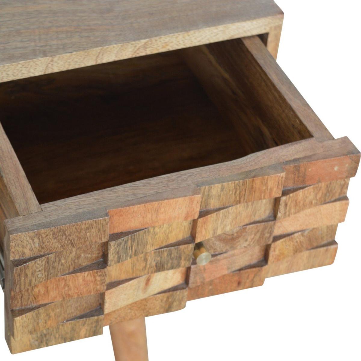 Tile Carved Writing Desk With Open Slot - Brown – image 5